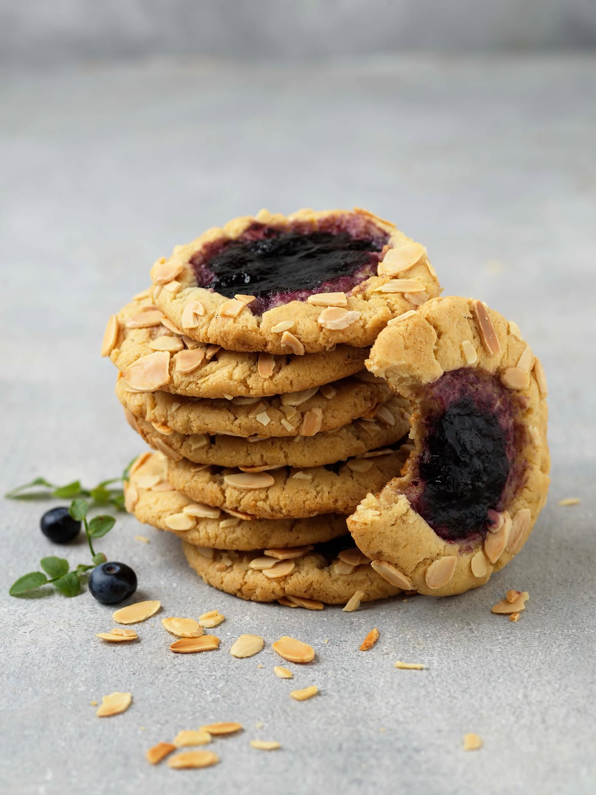 Blåbärscookies med mandel, kardemumma och blåbärskompott